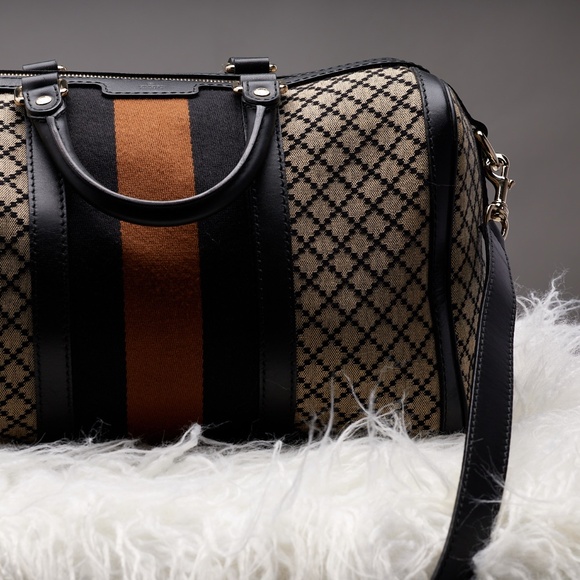 Gucci Diamante Canvas Vintage Web Joy Medium Boston Bag - Picture 5 of 15